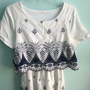 white and navy blue summer dress